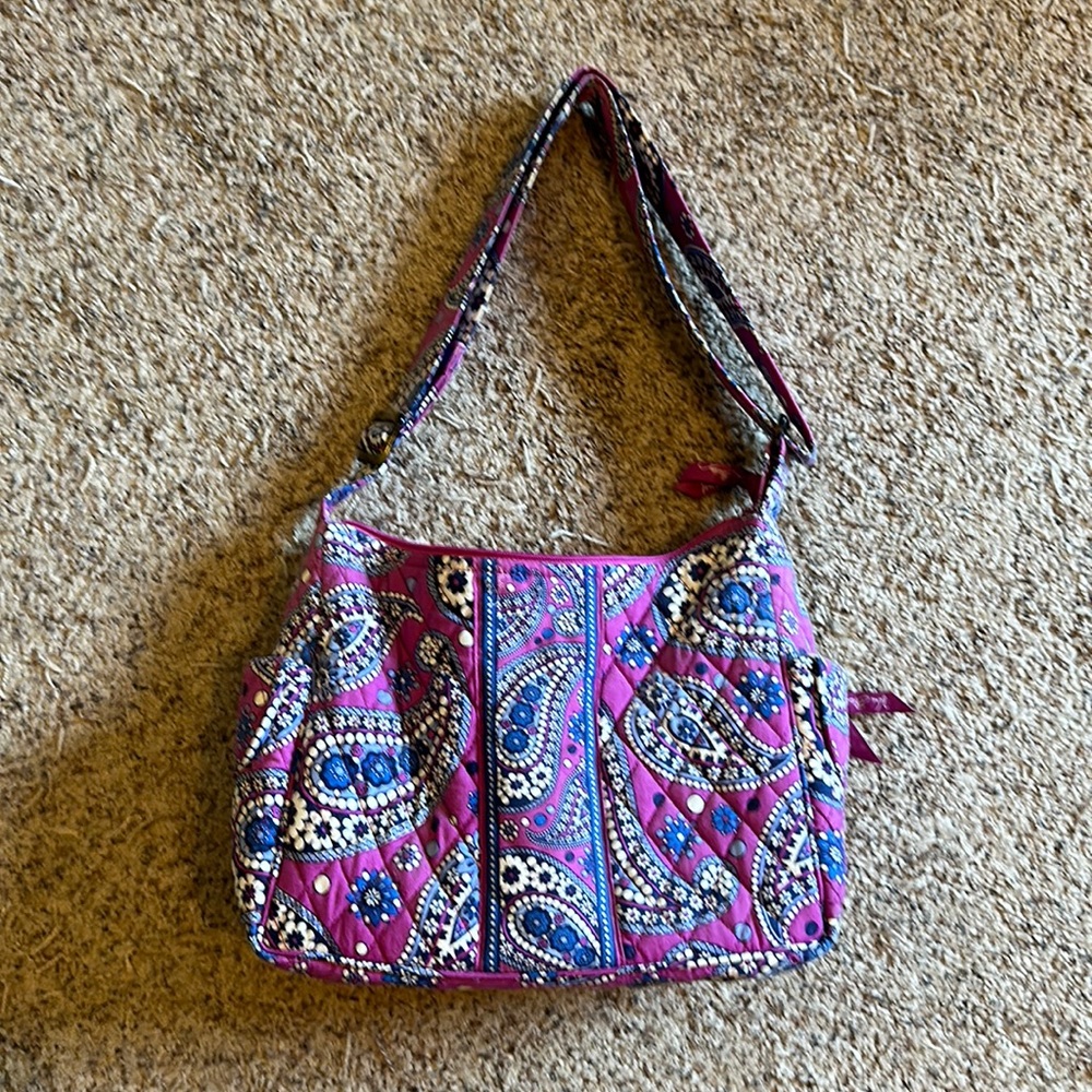 Vera Bradley, purple/blue paisley “Boysenberry” print, cross body purse